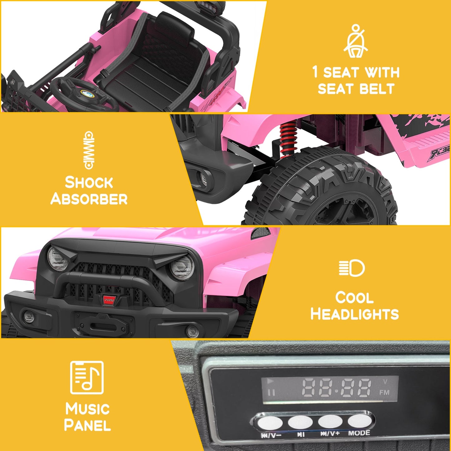 12V Battery-Powered Electric Ride-On Truck with Remote Control and LED Lights