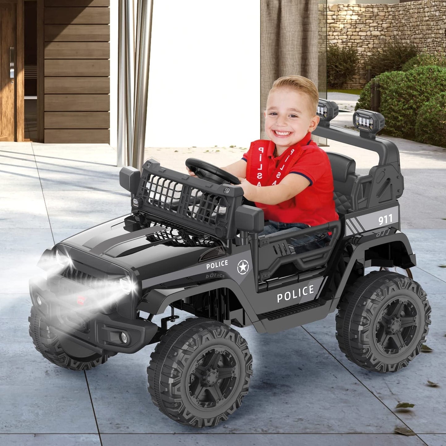 12V Kids Electric Ride-On Truck Car with Remote Control and Spring Suspension
