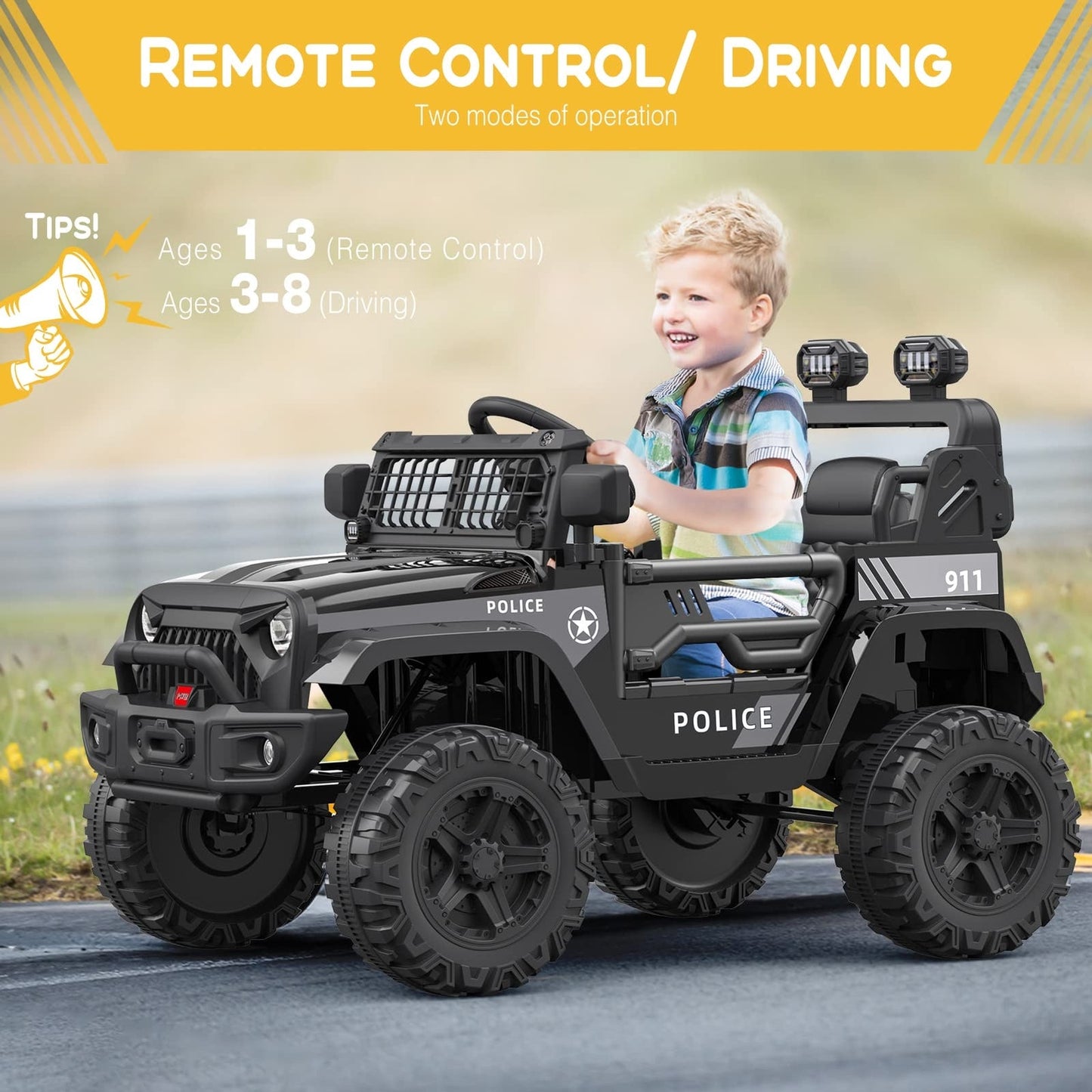 12V Kids Electric Ride-On Truck Car with Remote Control and Spring Suspension