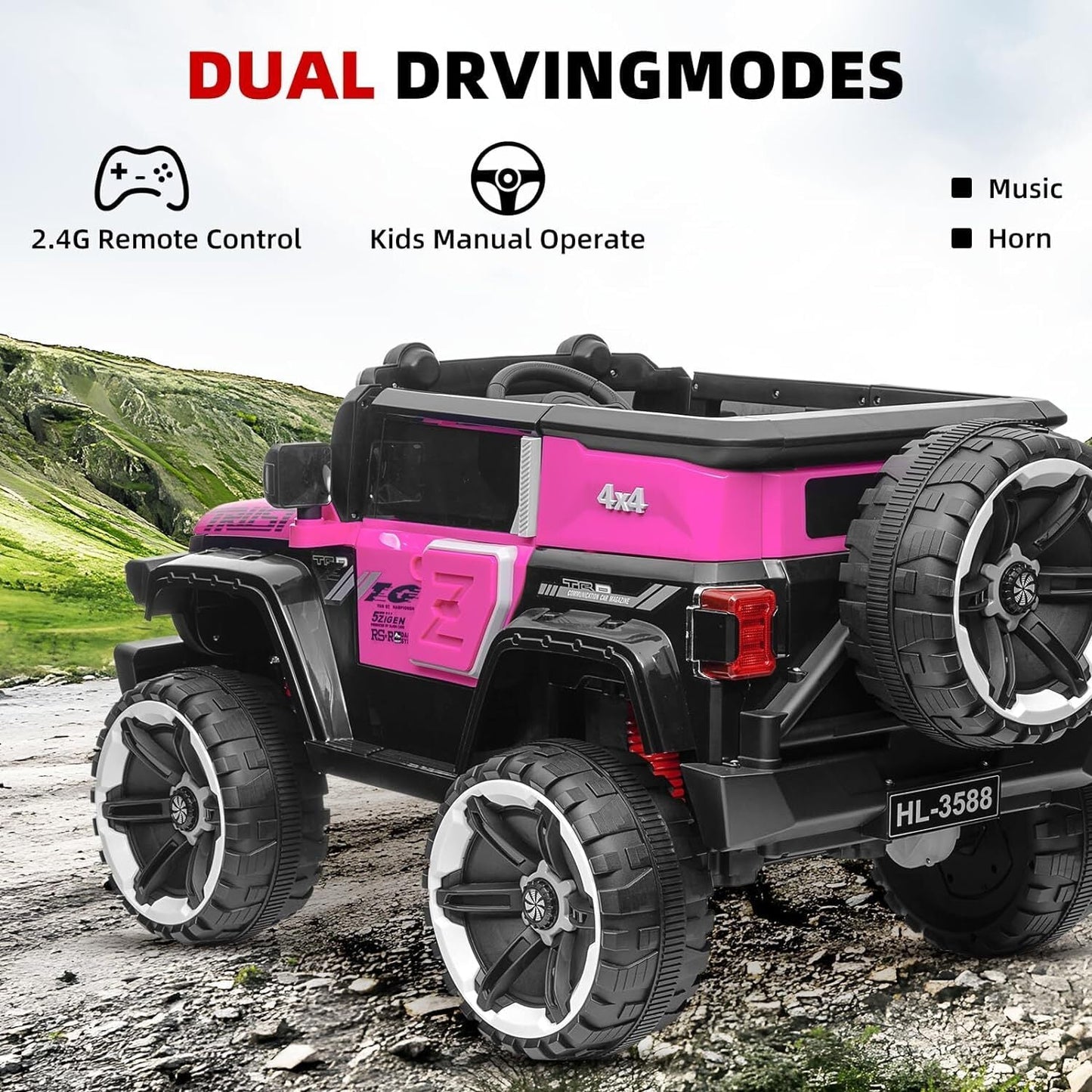 12V Electric Ride-On Truck Car for Kids Ages 3+ with 2.4G Remote Control