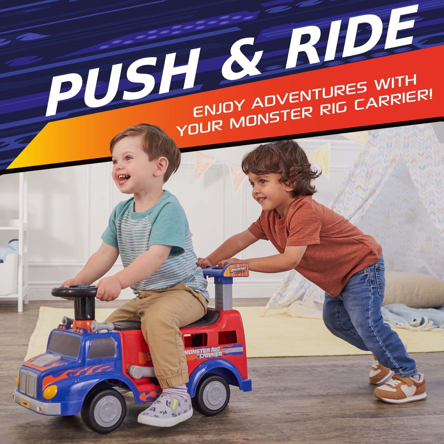 Ride-On Toy Bike Carrier for Kids 1-3 Years, Supports Up to 44 lbs