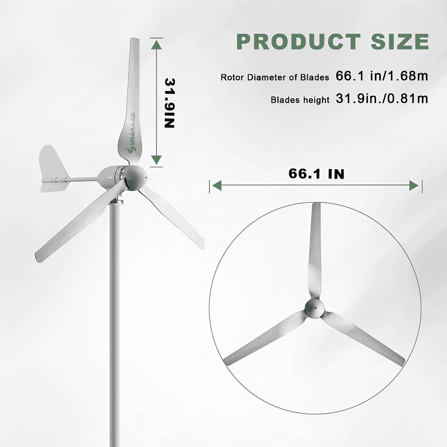 1500W Wind Generator Pole Not Included