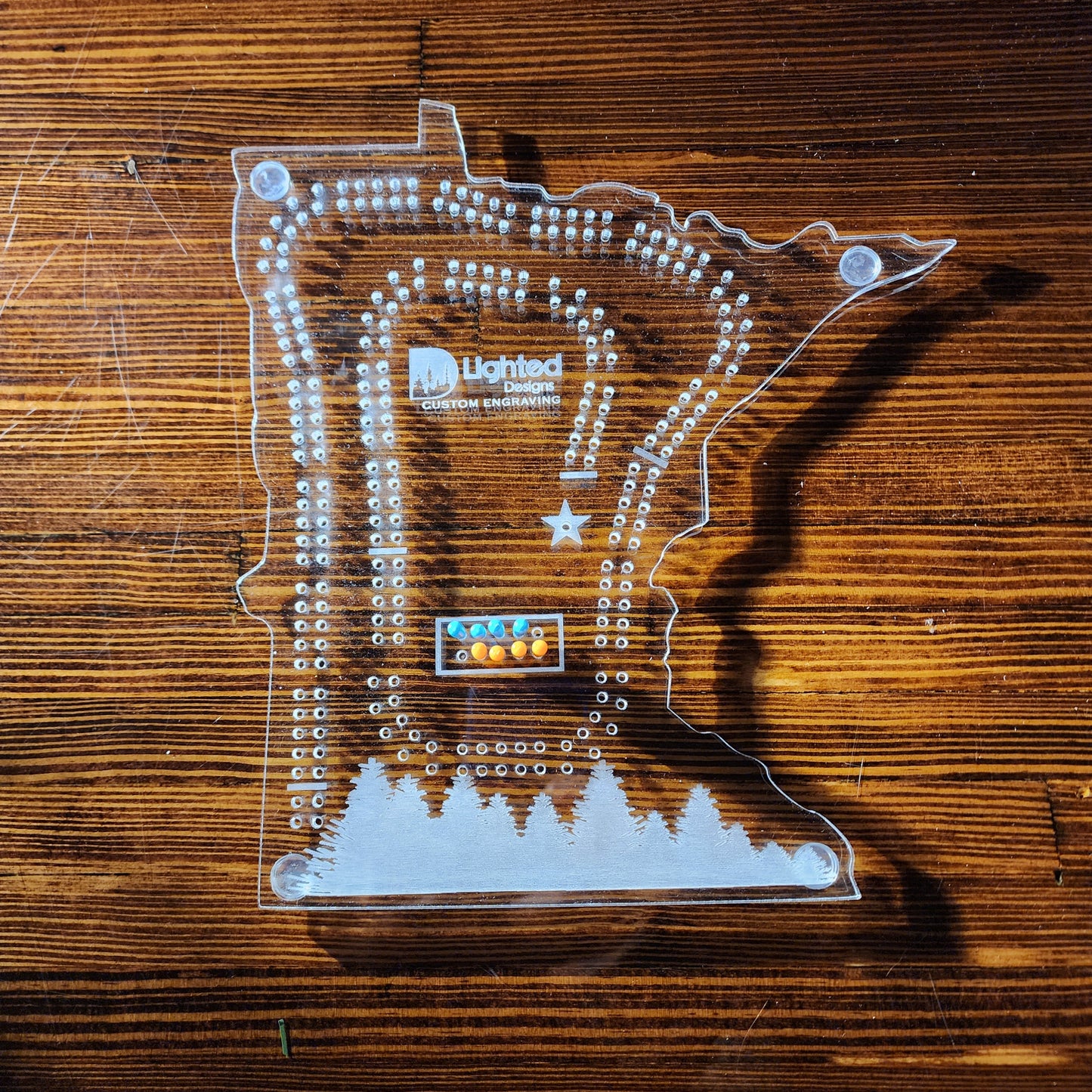 MN cutout cribbage board