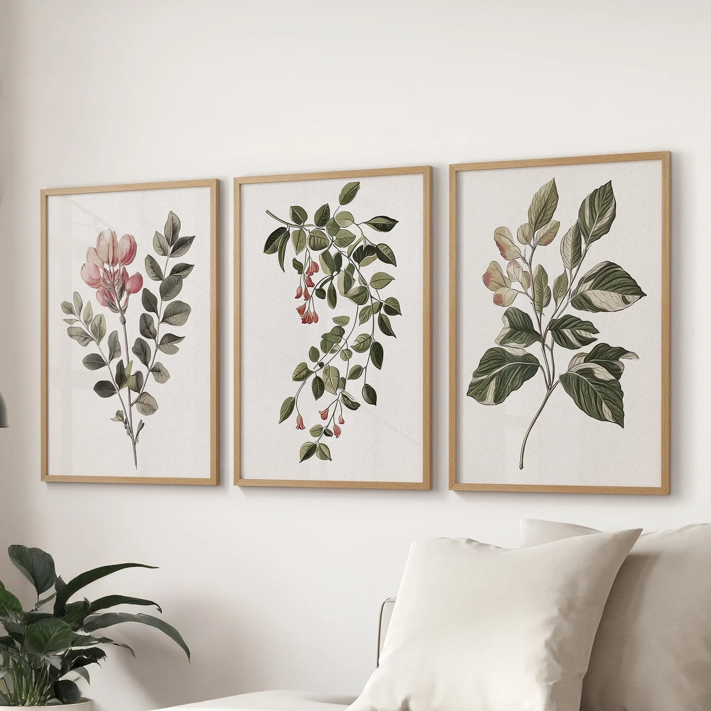 Floral Set of 3 Piece Wall Art. Magnolia, Honeysuckle Prints