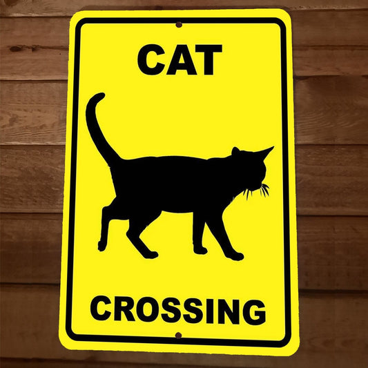 Cat Crossing 8x12 Metal Wall Sign Animal Poster