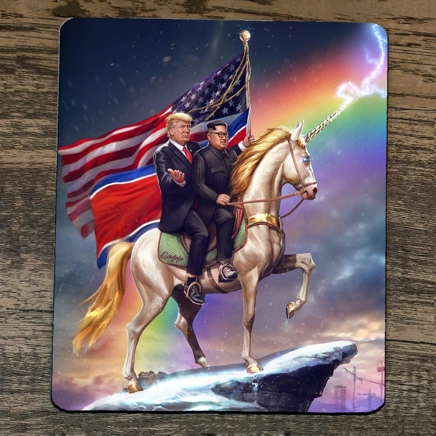 Mouse Pad Donald #45 Trump 2024 USA on Unicorn with Puttin