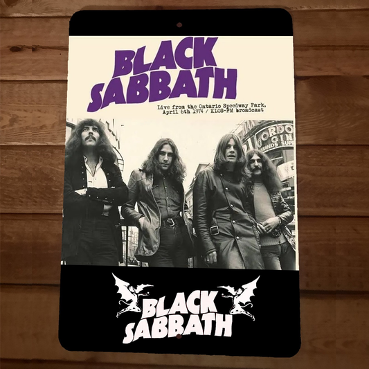 1974 Ontario Speedway Park Black Sabbath 8x12 Metal Wall Sign