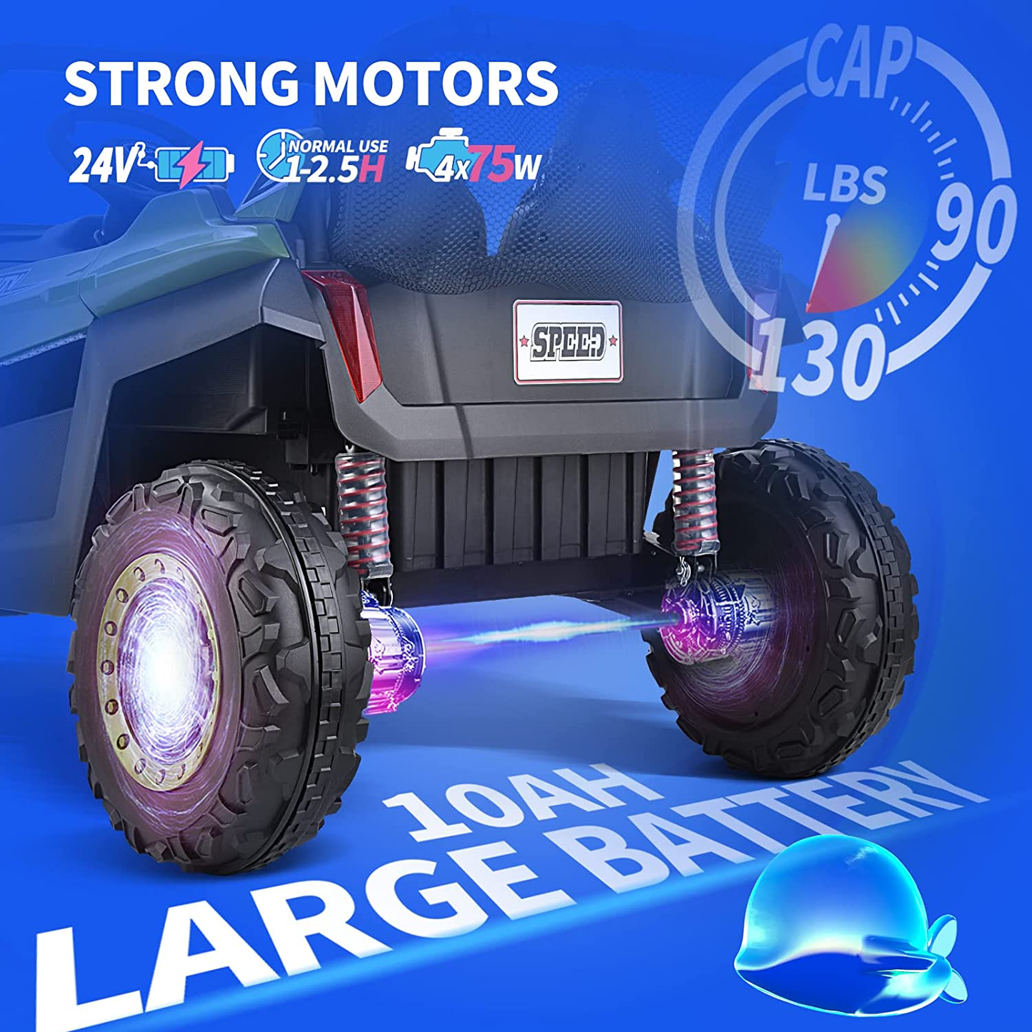 24V 2 Seater Children's Ride on UTV Automobile - High-Powered Electric Car, equipped with a Large 10AH Battery
