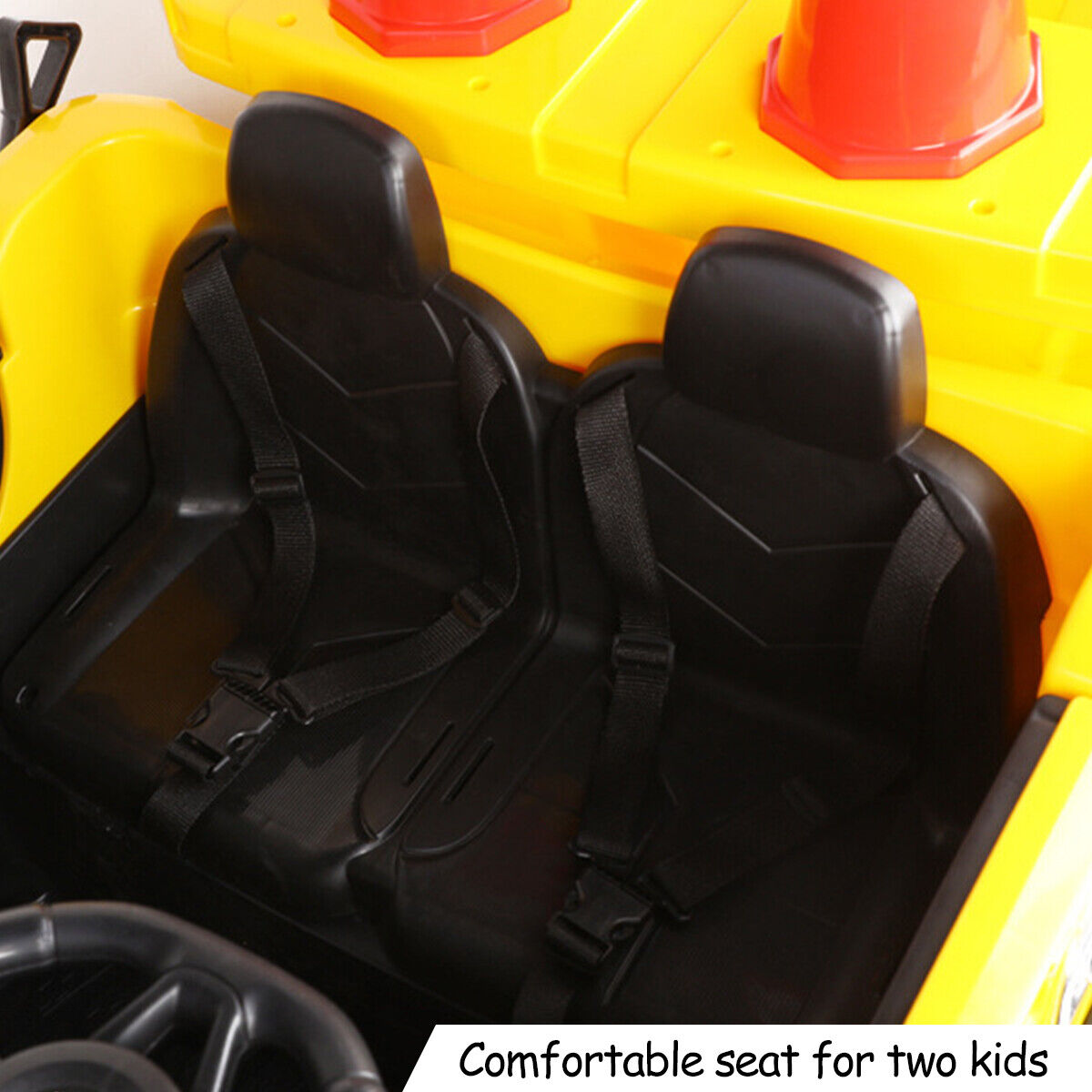 12V 2-Passenger Ride On Dump Truck with Remote Controlled Electric Construction Vehicle