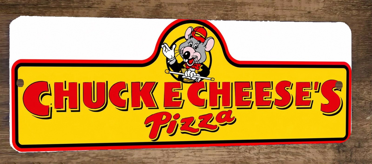 4x12 Chuck e Cheese Pizza Banner Marquee Metal Wall Sign WHITE