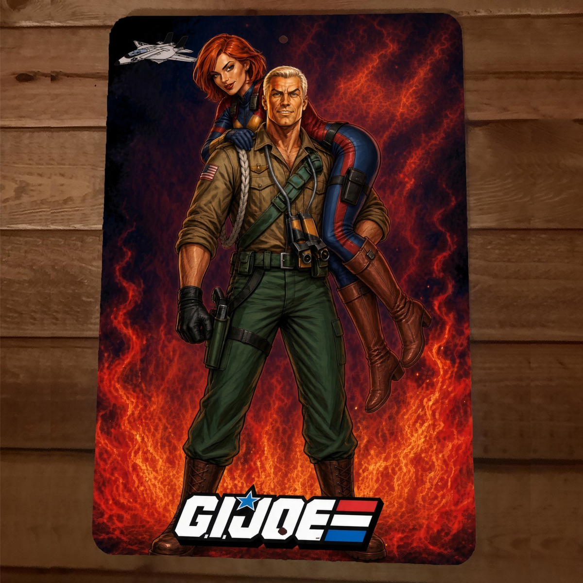 Duke and Scarlett GI Joe Skystriker Jet 8x12 Metal Wall Sign 80s Cartoons