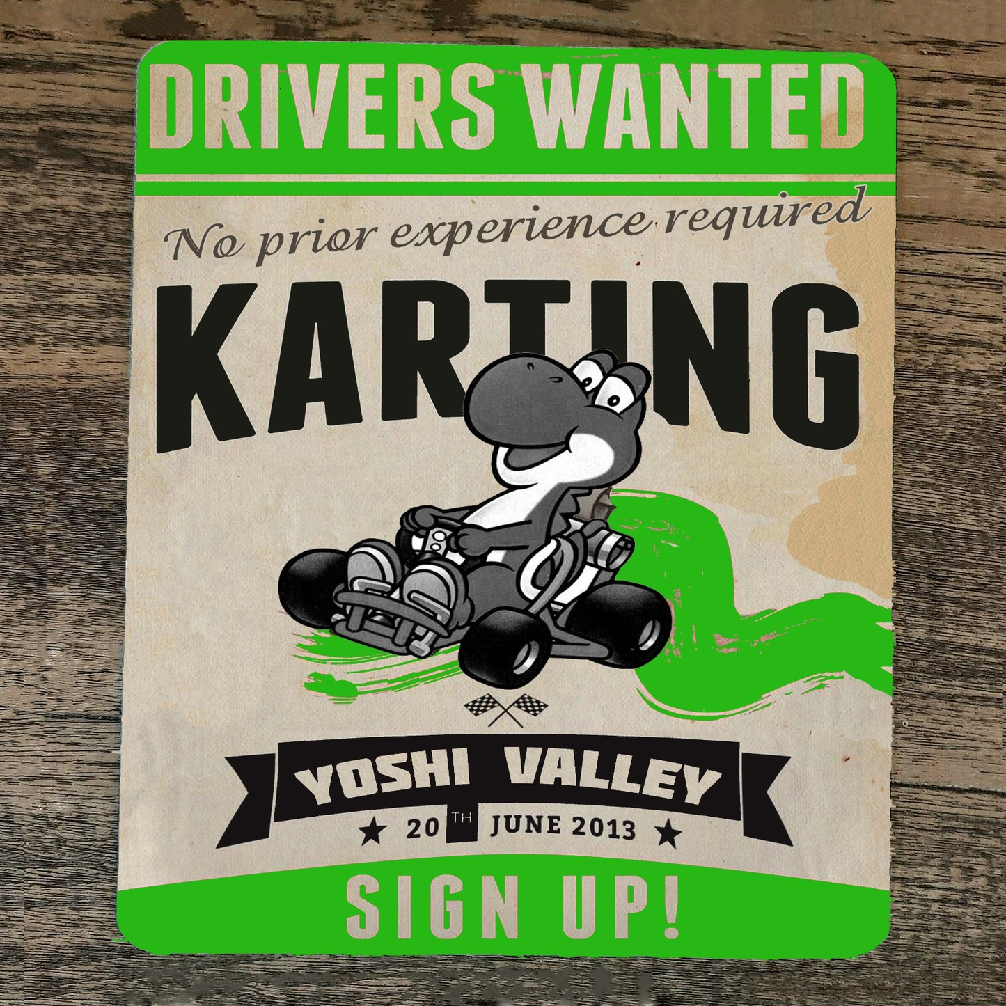 Mouse Pad Mario Kart Drivers Wanted Yoshi Karting