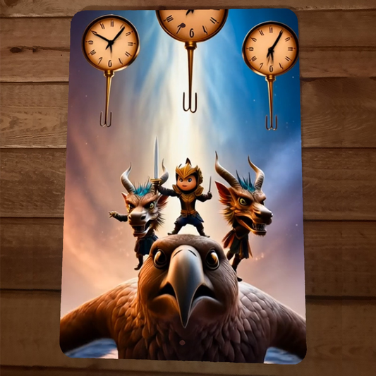 5th Dimension  Warrior on Gryphon and Dragons Artwork 8x12 Metal Wall Sign #15
