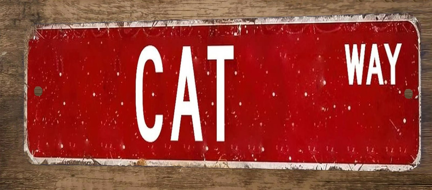Cat Way 3x12 Metal Wall Sign