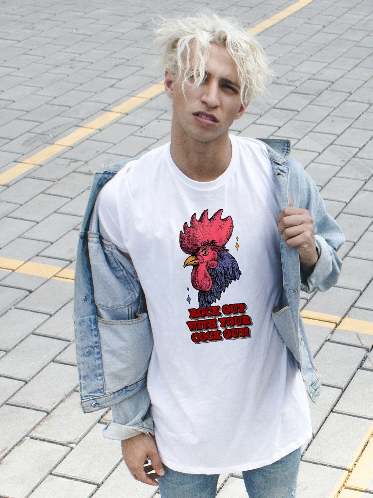 Rock Out With Your Cock Out Rooster Mens T Shirt