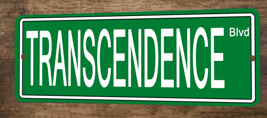 Transcendence Blvd 4x12 Metal Wall Sign Banner Poster Green Steet Sign