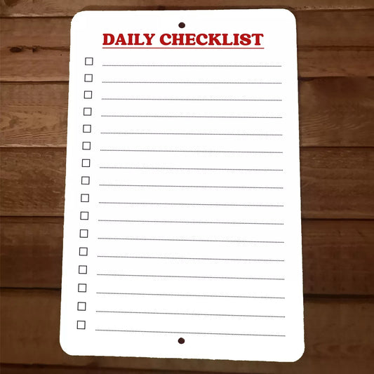 8x12 Metal Wall Sign Daily Checklist Dry Erase Board