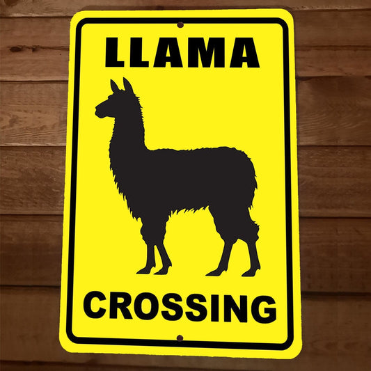 Llama Crossing 8x12 Metal Wall Sign Animal Poster