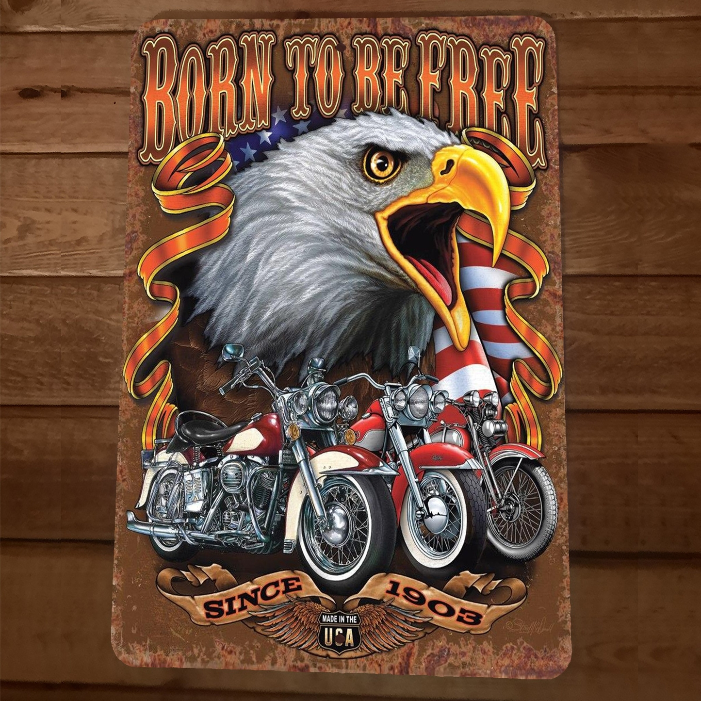 Born to Be Free Since 1903 Indian Motorcycles 8x12 Metal Wall Sign