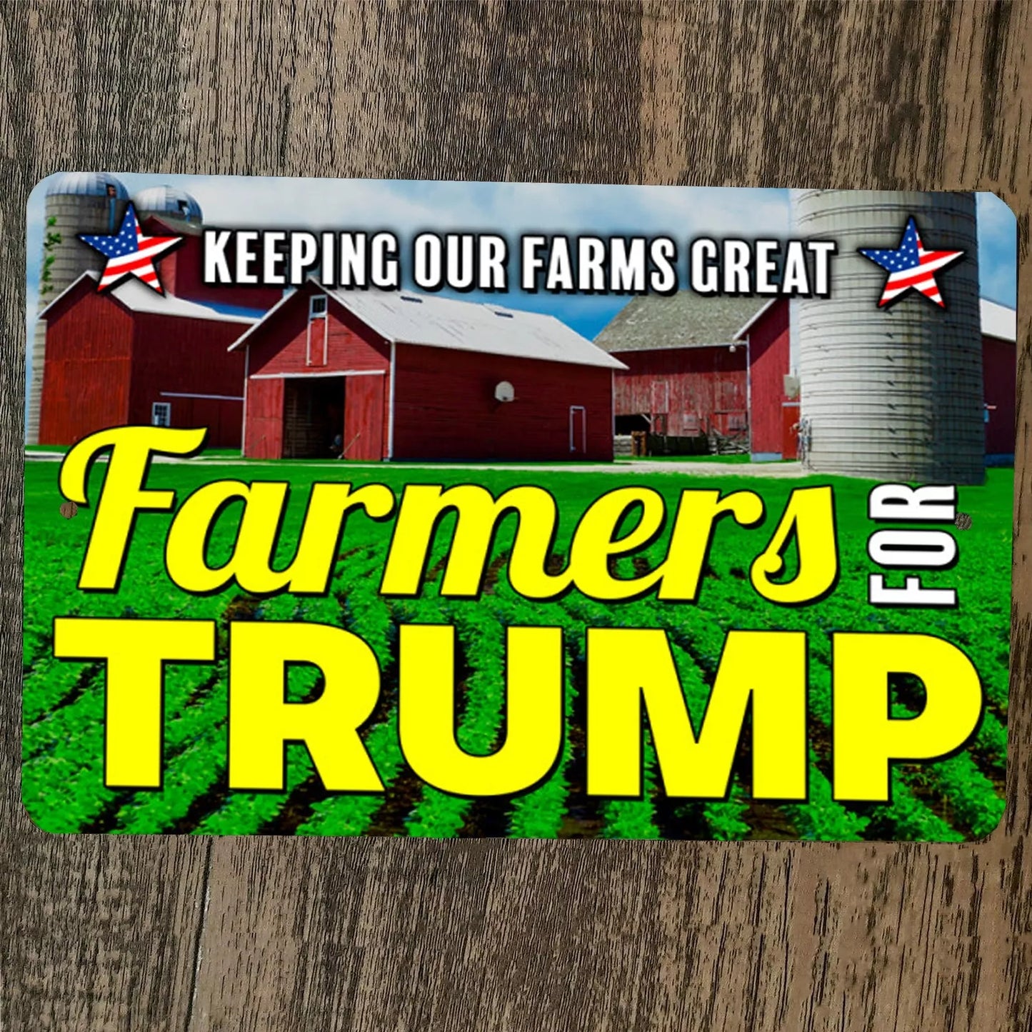 Farmers for Trump 8x12 Metal Wall Sign USA #45 Donald