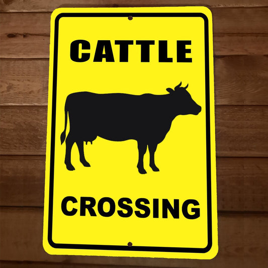 Cattle Cow Crossing 8x12 Metal Wall Sign Animal Poster