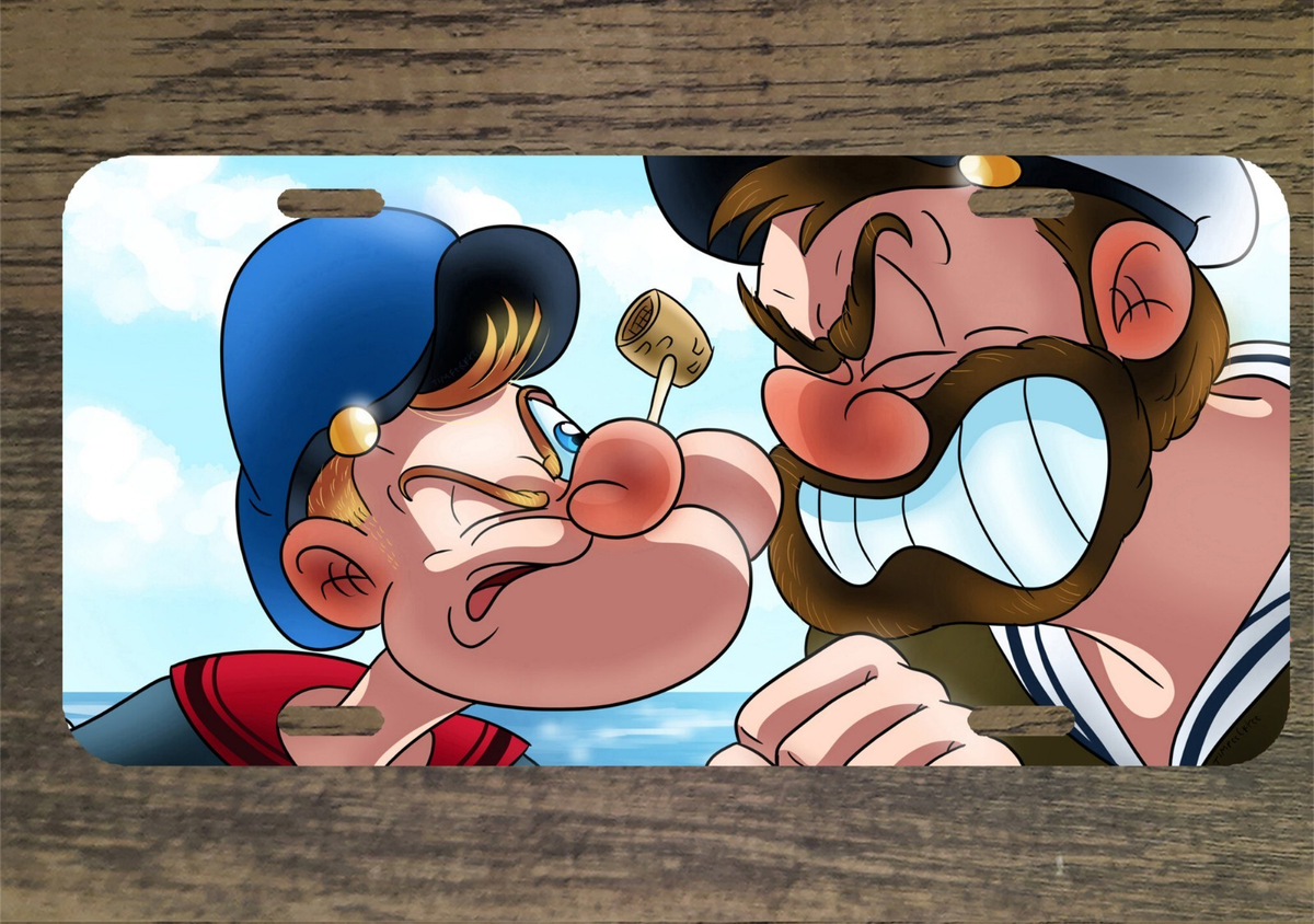 Popeye vs Bluto Classic Cartoon 6x12 Custom Mountable Novelty License Plate