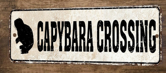 Capybara Crossing 3x12 Metal Wall Sign