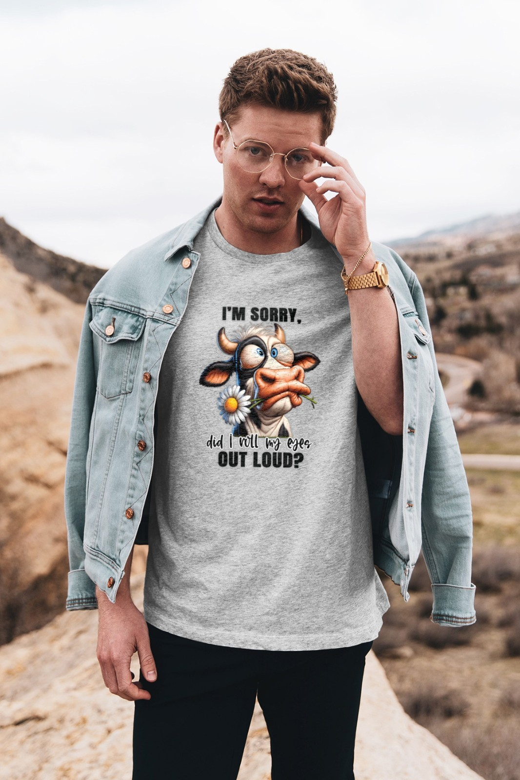 Im Sorry Did I Roll My Eyes Out Loud Cow Mens T Shirt