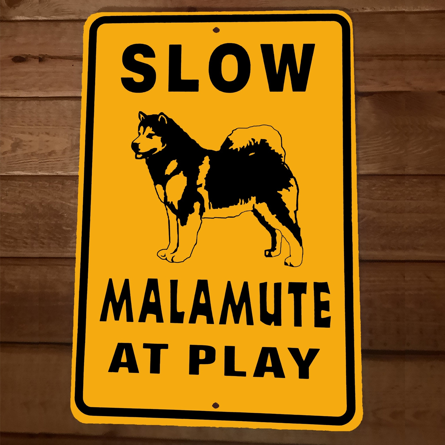 Slow Malamute at Play Dog Animal 8x12 Metal Wall Sign