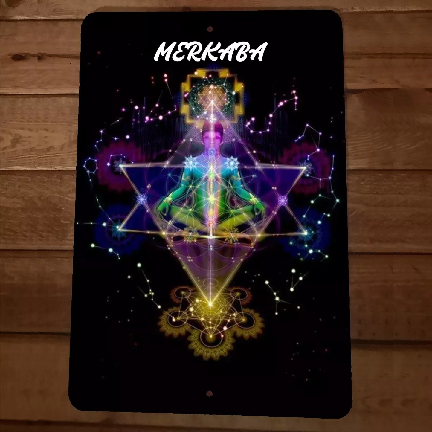 Sacred Geometry Merkaba  8x12 Metal Wall Sign