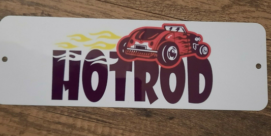 Cartoon Hot Rod Logo 3x12 Metal Wall Sign