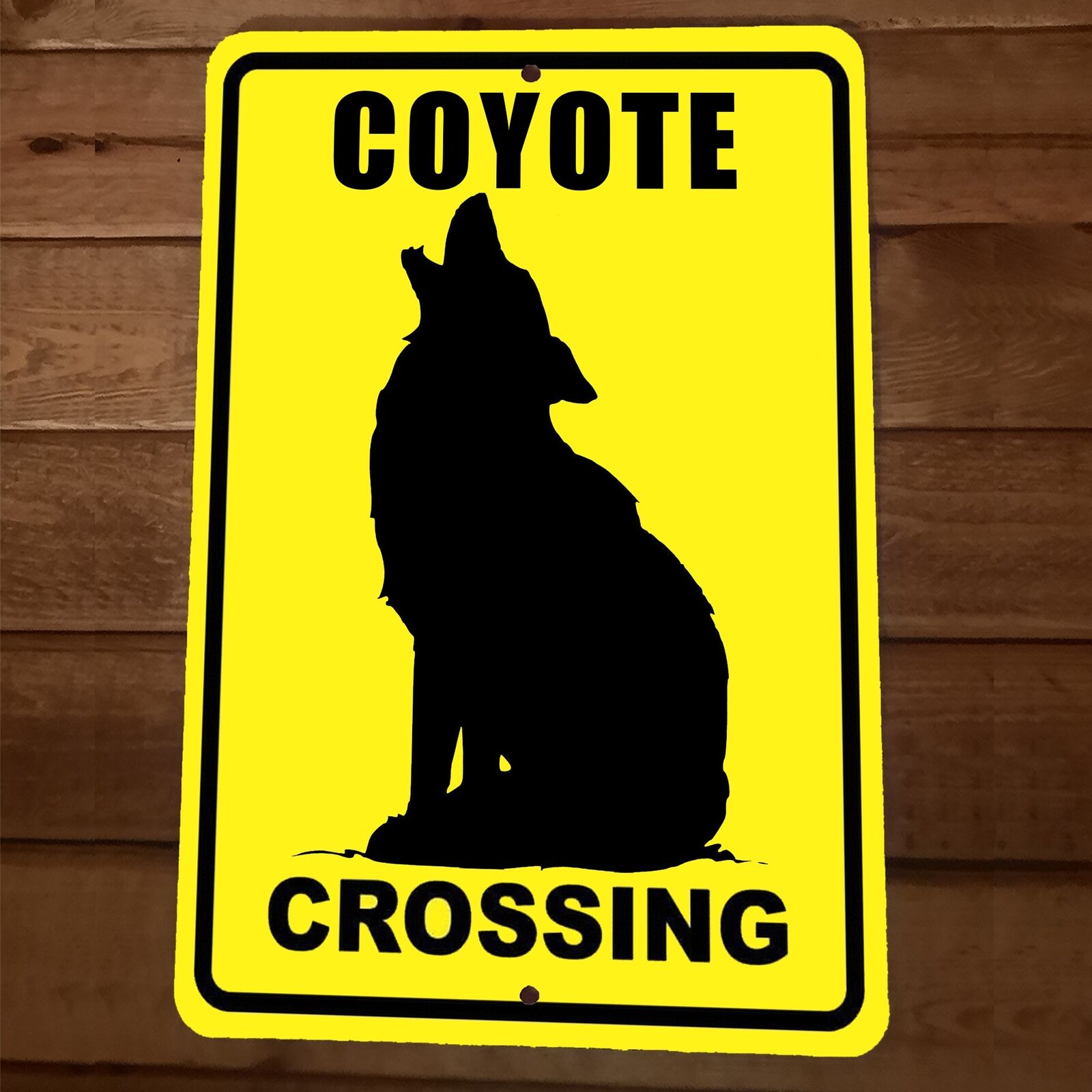 Coyote Sign Coyote Crossing 8x12 Metal Wall Sign Animal Poster – Sign Junky