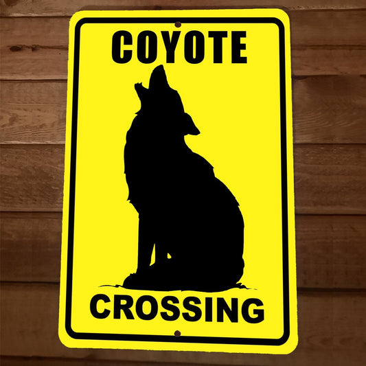 Coyote Crossing 8x12 Metal Wall Sign Animal Poster
