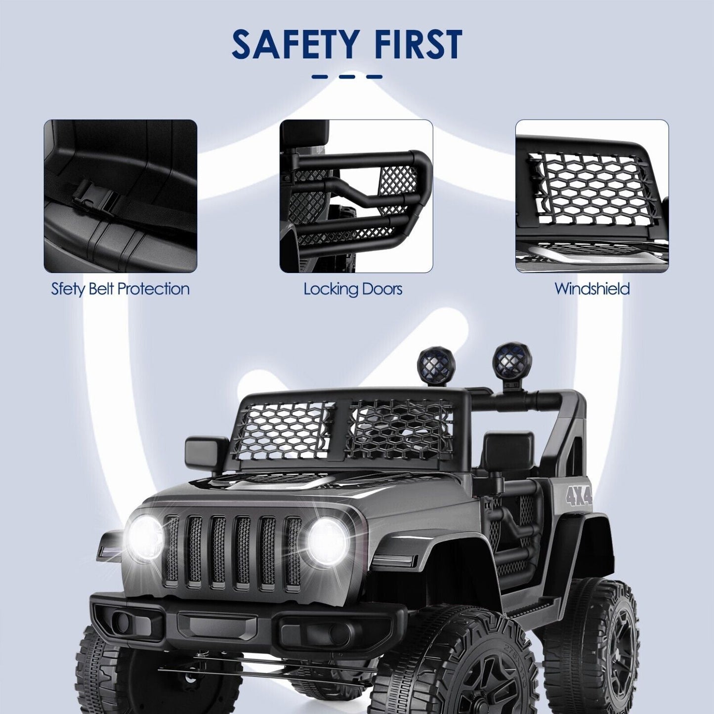 Electric Kids Ride-On Jeep Car with 12V/24V Power Wheels, Music, and Remote Control