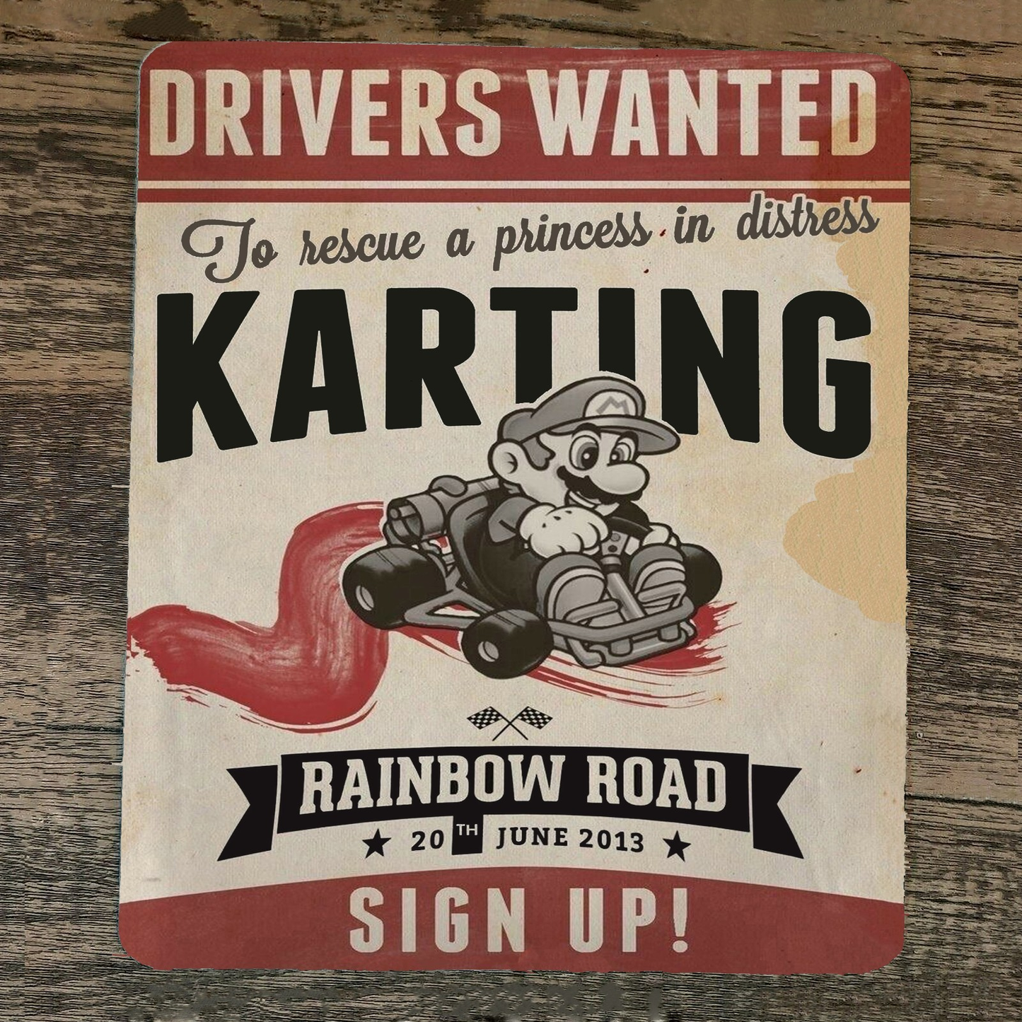 Mouse Pad Mario Kart Drivers Wanted Karting
