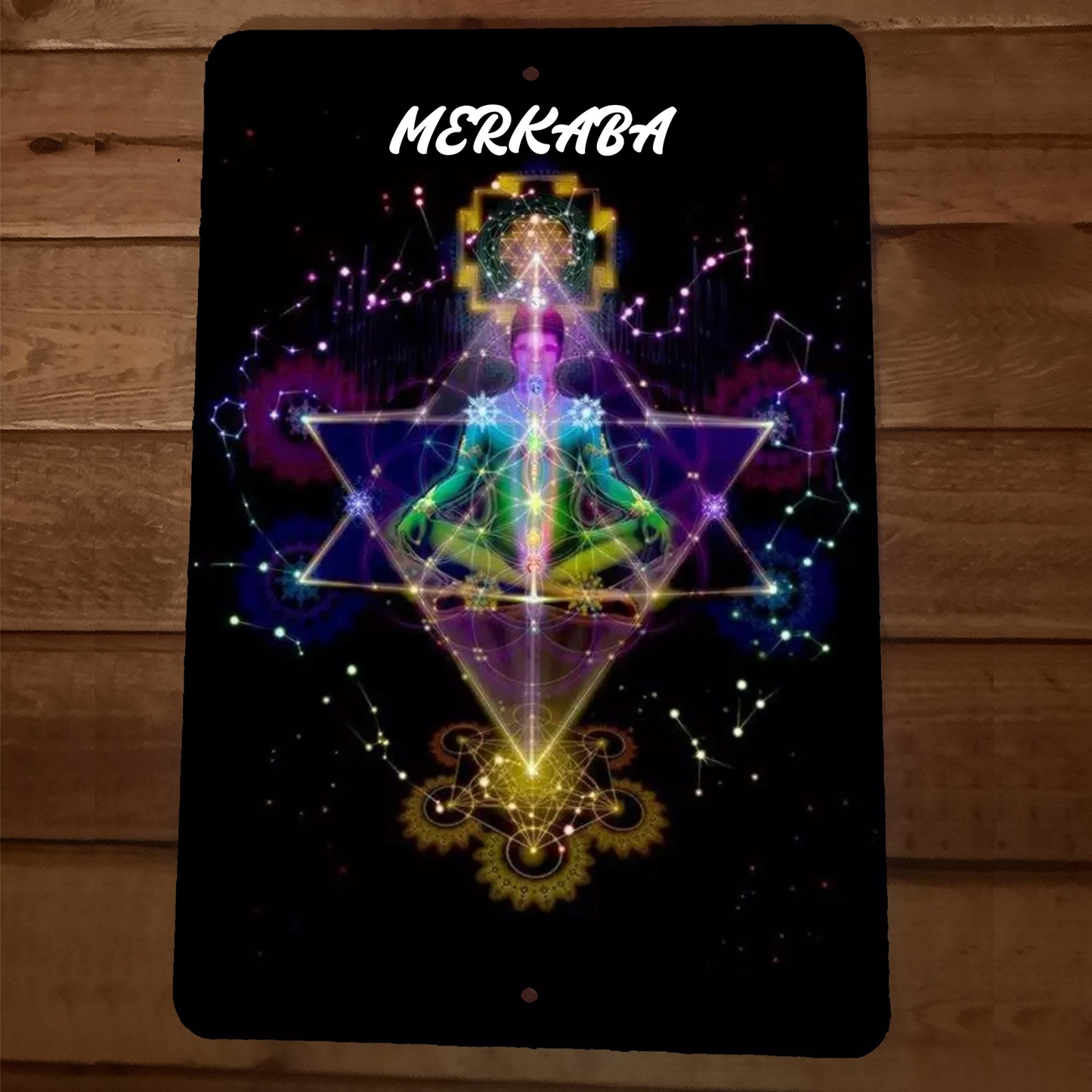 Sacred Geometry Merkaba  8x12 Metal Wall Sign