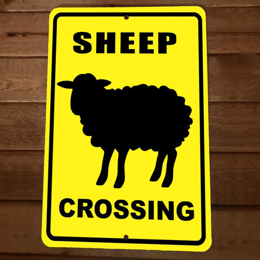 Sheep Crossing 8x12 Metal Wall Sign Animal Poster