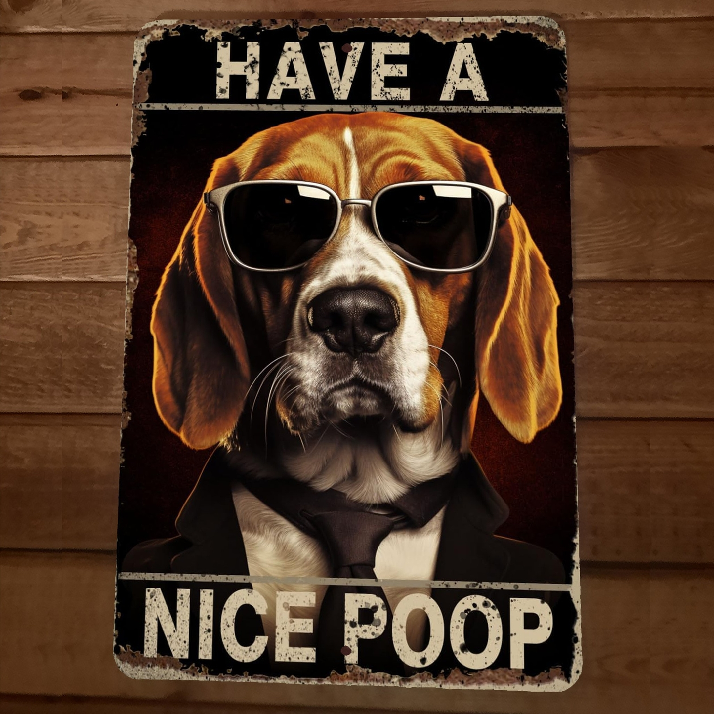 Have A nice Poop Beagle Dog 8x12 Funny Bathroom Metal Wall Sign