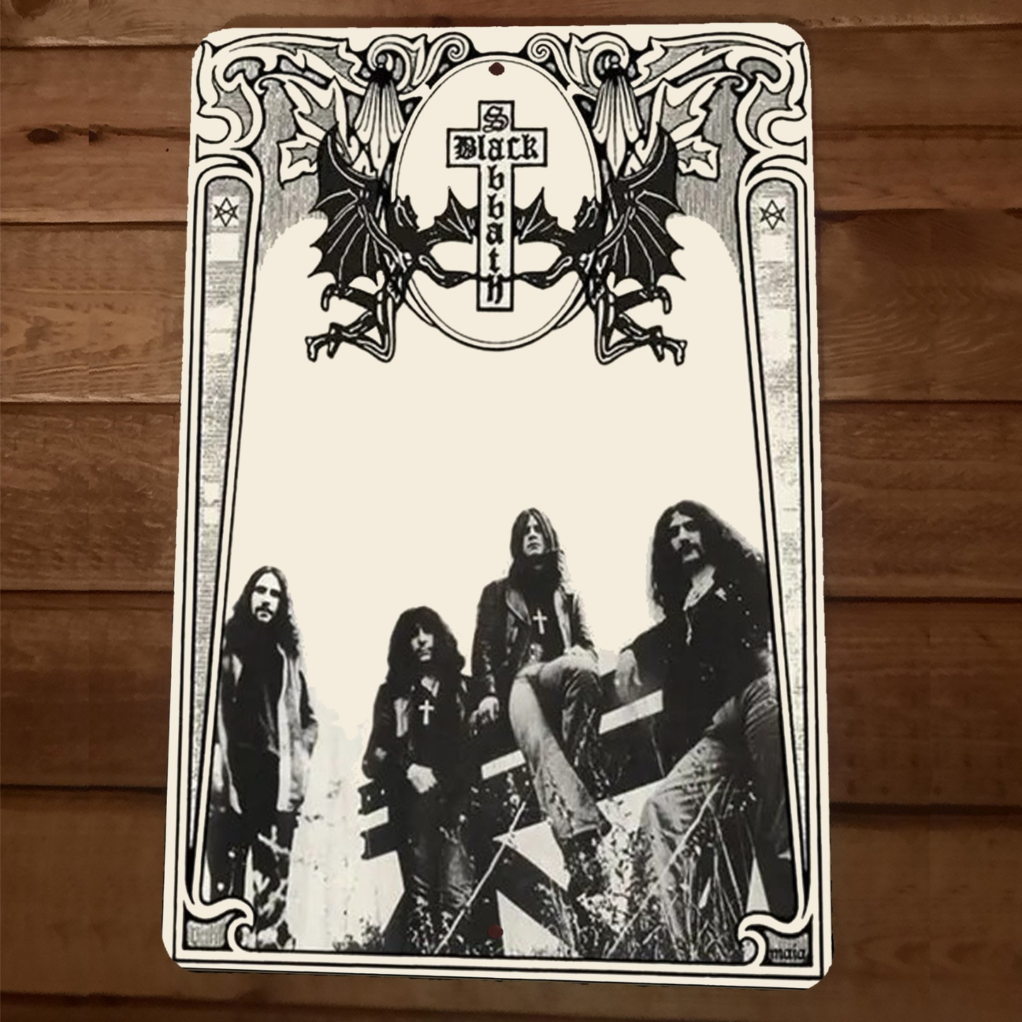 On the Fence Black Sabbath 8x12 Metal Wall Sign