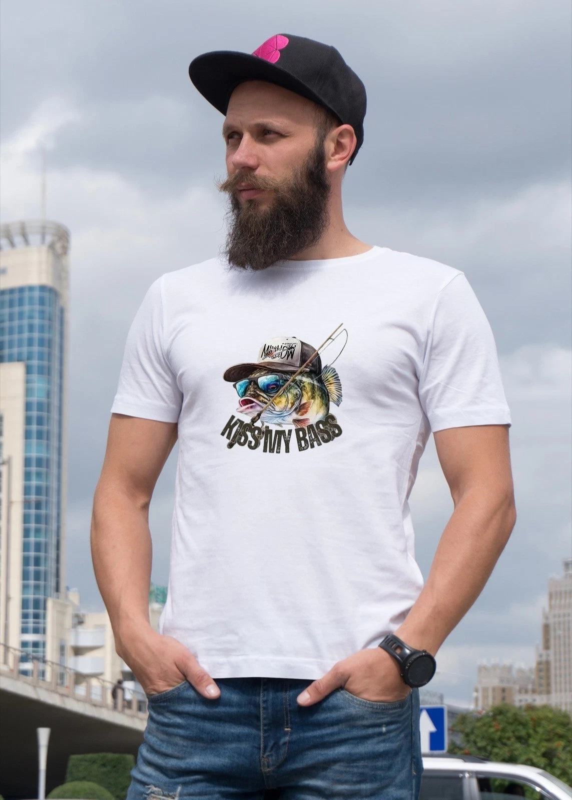 Kiss My Bass Fish  Mens T Shirt