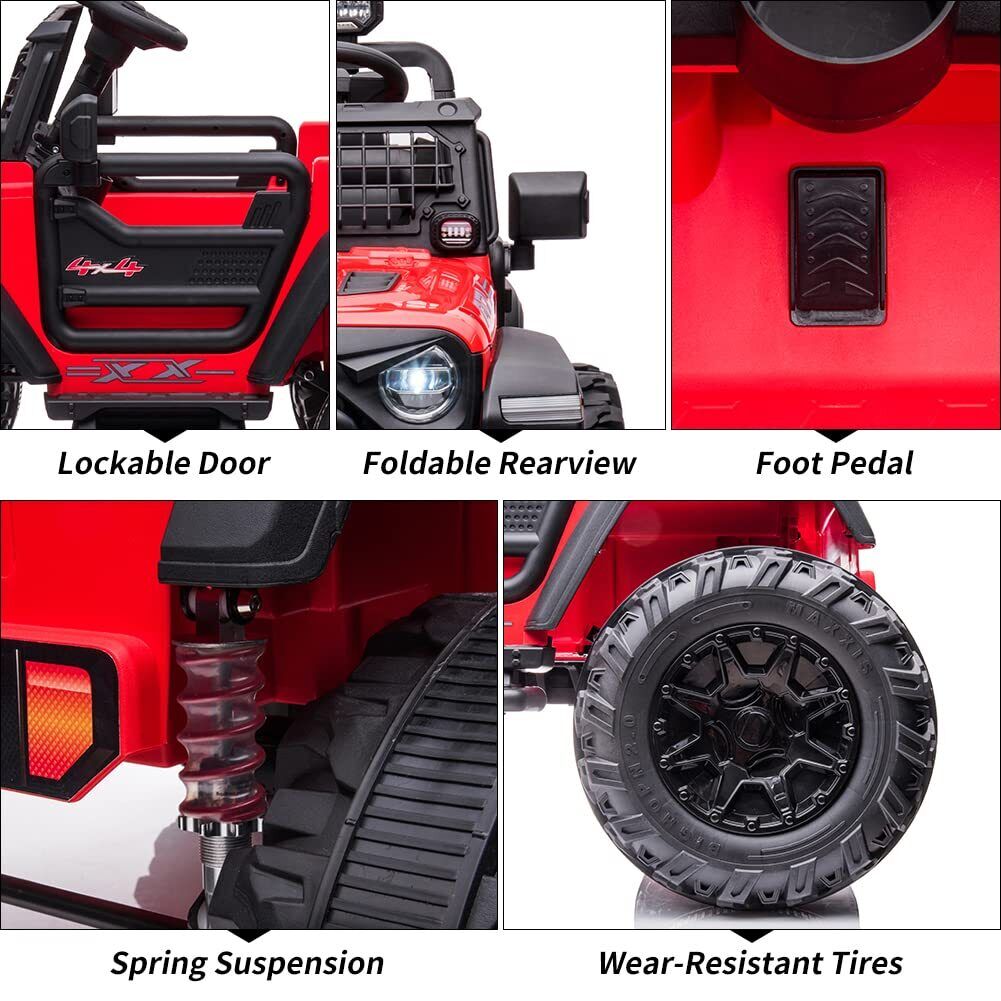 Large Seat 2-Seater Ride-On Truck for Kids with Remote Control - Red Color, 24V