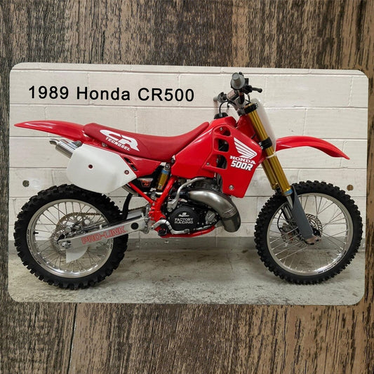 1989 Honda CR500 Dirt Bike Motocross Motorcycle 8x12 Metal Wall Garage Sign