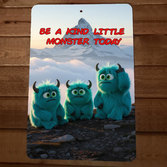 Creative Cute Be a Kind Little Monster Today 8x12 Metal Wall Sign
