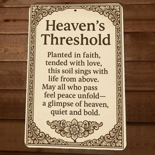 Heaqvens Threshold 8x12 Metal Wall Sign