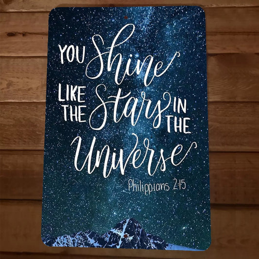 philppians 2:15 Bible Verse You Shine Like the Stars 8x12 Metal Wall Sign