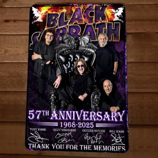 57th Anniversary 1968-2025 Black Sabbath 8x12 Metal Wall Sign
