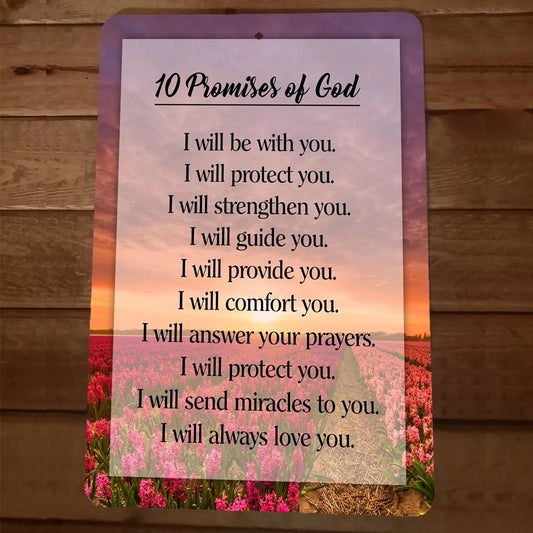 10 Promises of God Bible 8x12 Metal Wall Sign