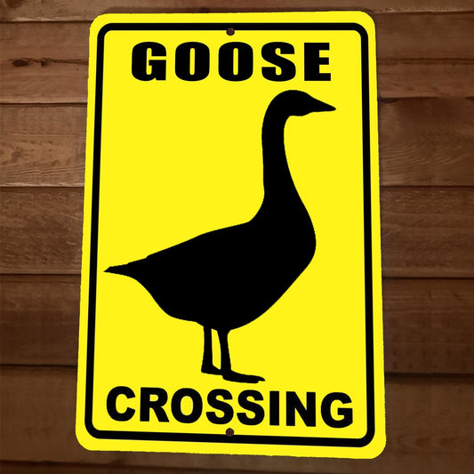Goose Crossing 8x12 Metal Wall Sign Animal Poster