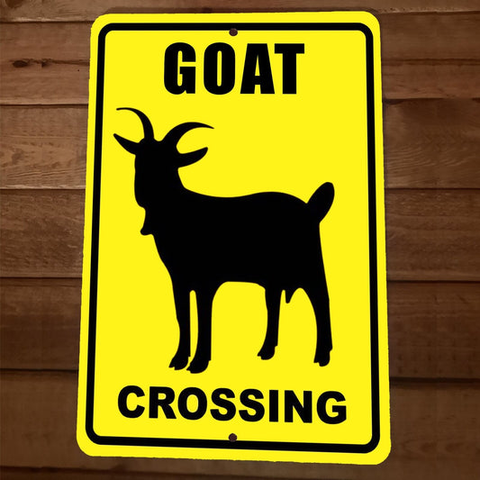 Goat Crossing 8x12 Metal Wall Sign Animal Poster