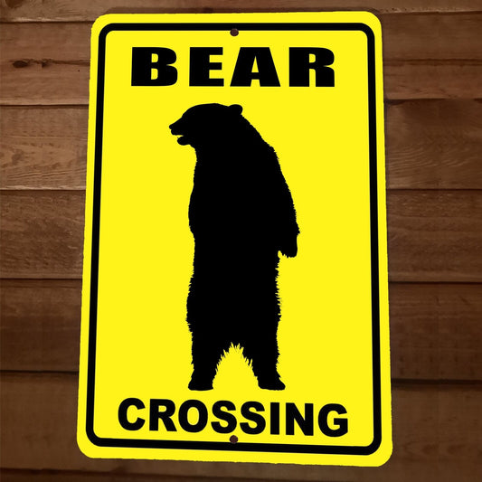 Bear Crossing 8x12 Metal Wall Sign Animal Poster
